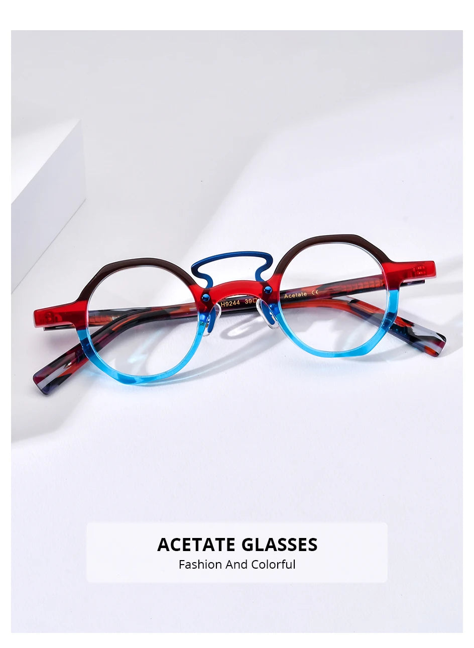 FONEX HEPIDEM Acetate Eyeglasses Frame Men 2025 New Small Round Brand Design Glasses Women Retro Vintage Eyewear Spectacles 9341