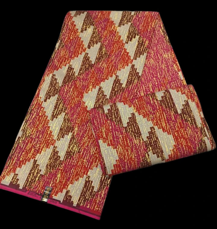 KENTE 4+2YARD 2024 Latest Design 6 Yards/lot African Fabric Gold Powder Ankara 100% Cotton Farbic For Sewing Wax Print Fabric