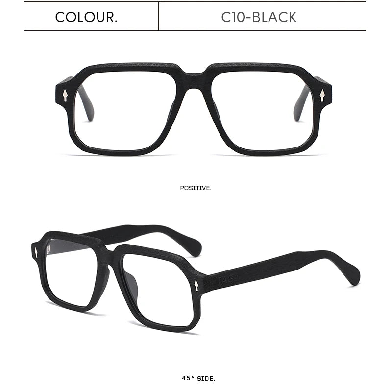 TAG Hezekiah Natural Wood Glasses Frame Men Oversized Wooden Myopia Prescription Optical Glasses Spectacle with Clear Lens 8188