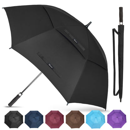 Golf Umbrella Extra Large Oversize Double Canopy Vented Windproof Waterproof Umbrella  62 Inch Automatic Open Golf Umbrella