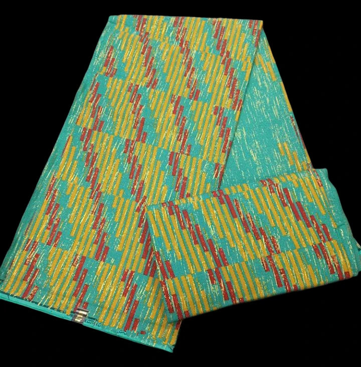 KENTE 4+2YARD 2024 Latest Design 6 Yards/lot African Fabric Gold Powder Ankara 100% Cotton Farbic For Sewing Wax Print Fabric