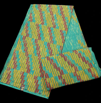 KENTE 4+2YARD 2024 Latest Design 6 Yards/lot African Fabric Gold Powder Ankara 100% Cotton Farbic For Sewing Wax Print Fabric