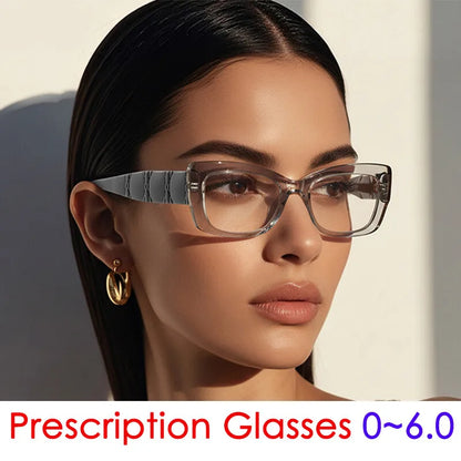 Classic Square Anti Blue Light Blocking Reading Glasses For Women Men Simple Thick Frame Design Myopia Prescription Glasses