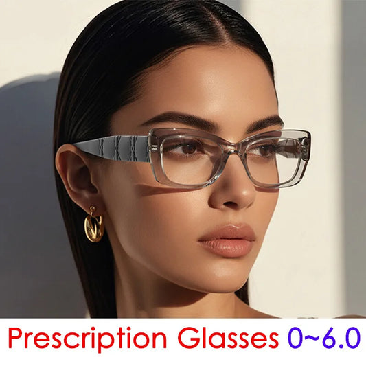 Classic Square Anti Blue Light Blocking Reading Glasses For Women Men Simple Thick Frame Design Myopia Prescription Glasses