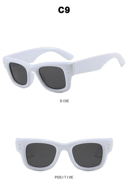 JNPCXI New Square Rivets Women Gradient Sunglasses Shades UV400 Fashion Black Tea Men Trending Sun Glasses