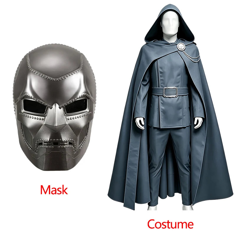 Beast Kingdom Victor Von Doom Cosplay Costume Doctor Doom Cosplay Tops Pants Cloak Belt Role Outfit Resin Mask Halloween Cos Men