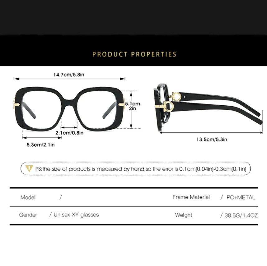 Square Large Anti Blue Light Reading Glasses Women Clear Lens Glasses Frames Finished Prescription Glasses Customized Diopter