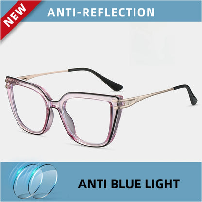 EYORA Currents Square Women Anti-Reflective Reading Glasses Anti Blue Light Myopia Eyewear Photochromic Prescription Eyewear