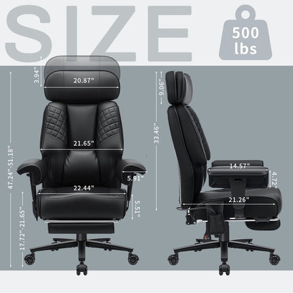 Executive Office Chair with Foot Rest and Waist Lumber Support, Ergonomic Gaming Chair with Adjustable Height Headrest for Home
