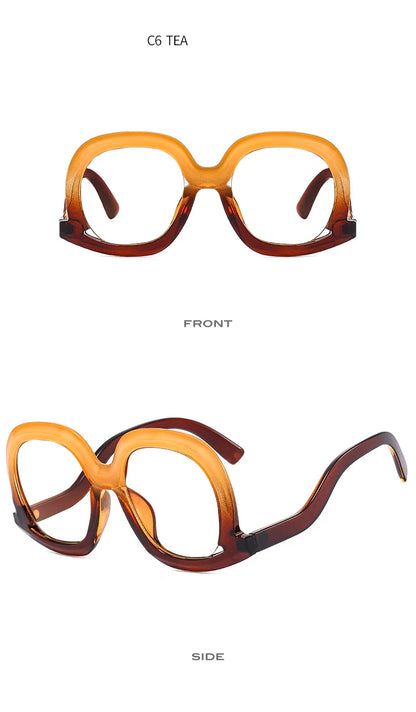 Fashion Unique Oval Blue Light Blocking Glasses Frame Women Large Colorful Gradient Eyeglasses Luxury Designer Reading Glasses