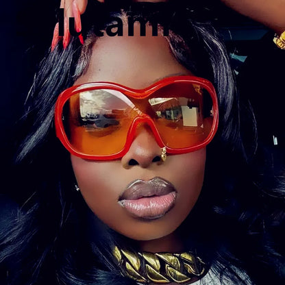 vintae one piece oversized shield sunglasses women new fashion red black gradient sexy sun glasses ladies trendy y2k shades