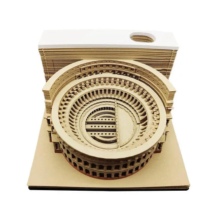 3D Stereoscopic Calendar Roman Colosseums Shape Weekly Calendar Tear-Away Paper Carving Art Memo Pad Offices Decor