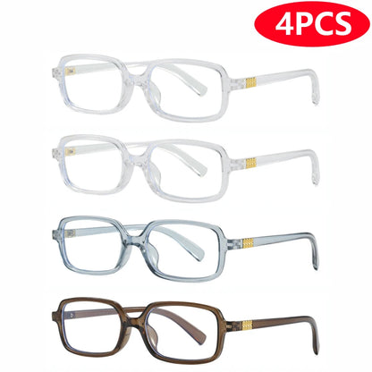 4pcs New Fashion Women Small Square Eyeglasses Frame Outdoor Casual Eyeglasses Anti Blue Light Eyewear Rivet Glasses Unisex