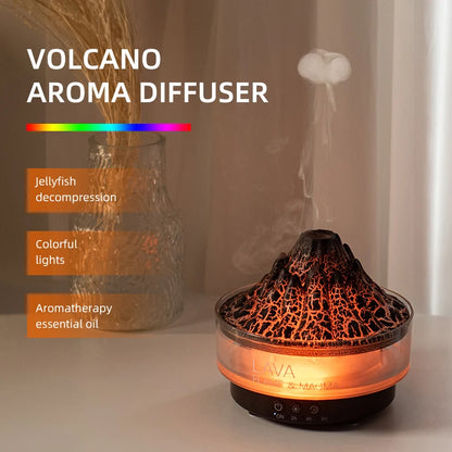 Volcano Flame Diffuser Essential Oil Diffusers for Home Bedroom Air Humidifier Remote Control 7 Colours Lights Timer shutdown