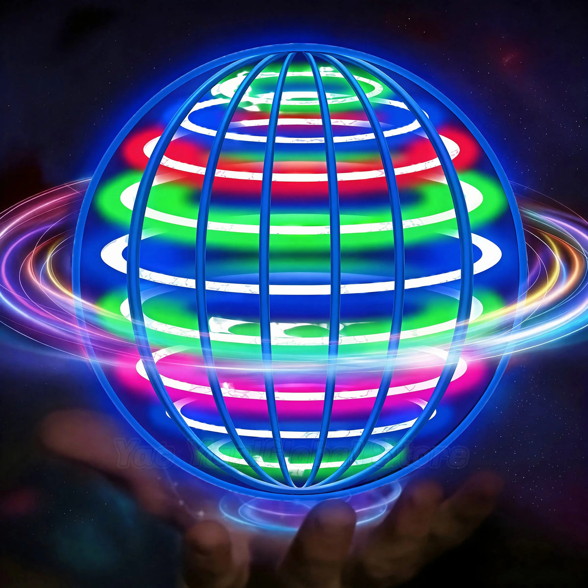 Pro Magic Flying Ball with LED Glow Lights, 360° Rotating Hand-Controlled Gyro Spinner Hover Orb, Fidget Toy for Teens and Adult