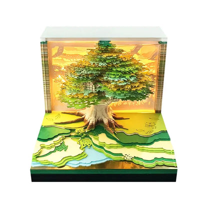 2026 Luminous English Calendar 3D Hand Torn Notebook Paper Carving Treehouse Design Creative Desktop Decoration Ornaments