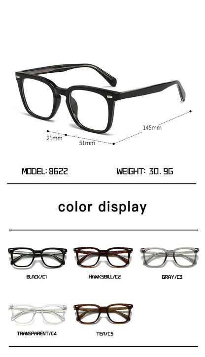 Transparent Square Men's Reading Glasses TR90 Large Frame Block Harmful Blue Light Myopia Prescription Glasses For Women
