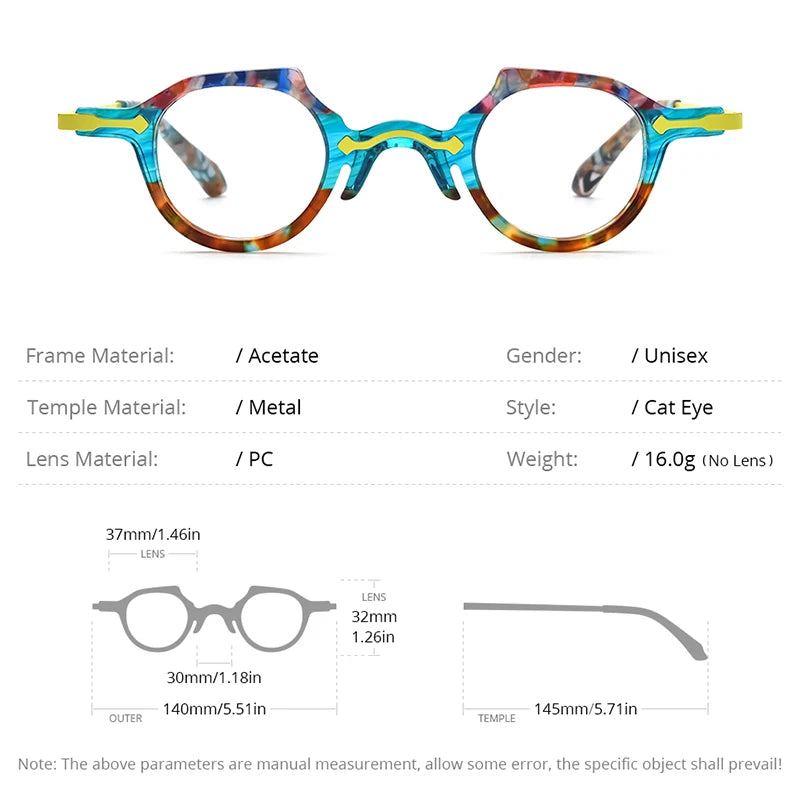 FONEX HEPIDEM Acetate Eyeglasses Frame Men 2025 New Small Round Brand Design Glasses Women Retro Vintage Eyewear Spectacles 9341