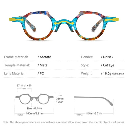FONEX HEPIDEM Acetate Eyeglasses Frame Men 2025 New Small Round Brand Design Glasses Women Retro Vintage Eyewear Spectacles 9341