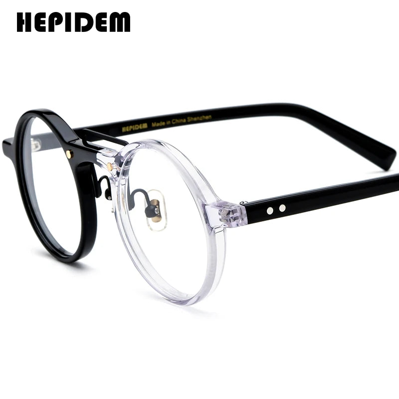 FONEX HEPIDEM Acetate Eyeglasses Frame Men 2025 New Small Round Brand Design Glasses Women Retro Vintage Eyewear Spectacles 9341