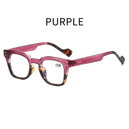 Stylish Square Frame Hyperopia Eyewear Men Anti Blue Light Reading Glasses Color Blocked Presbyopia Eyeglasses for Women