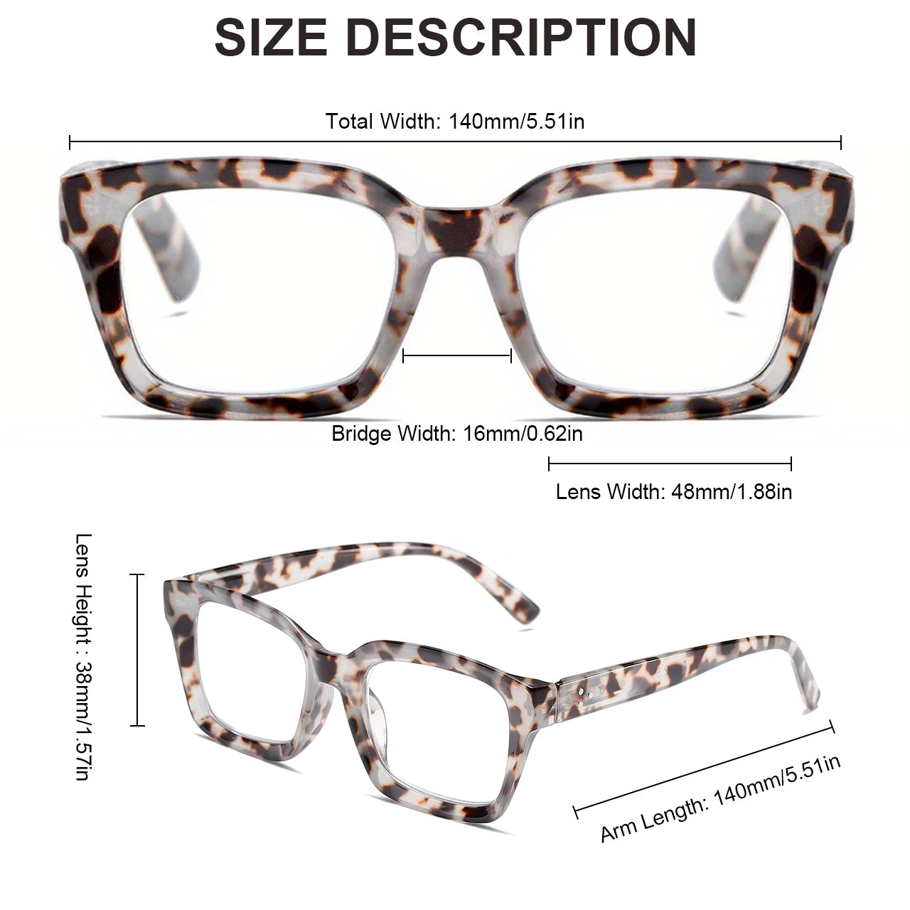 1pc Fashion Square Reading Glasses for Men Women Large Frame Presbyopia Eyeglasses High-definition Eyewear Paerde