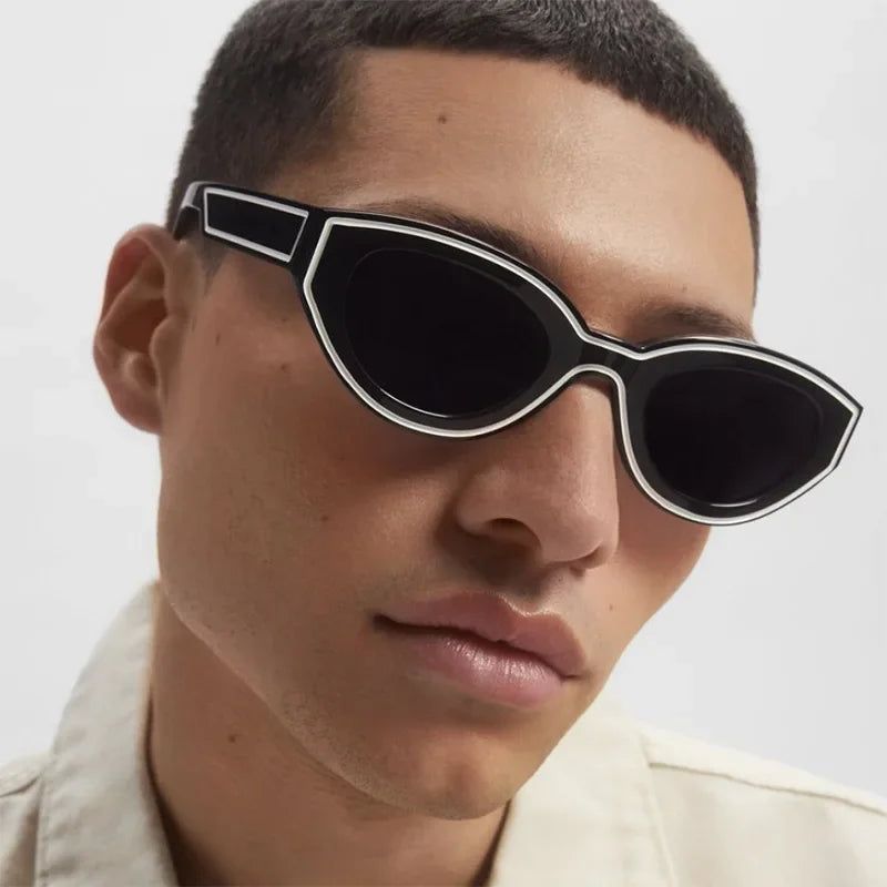 QVQV Luxury Brands Cat Eye Sunglasses Woman 2026 New Vintage Polygon Sun Glasses Man Travel Beach Eyewear Trendy Shades Female