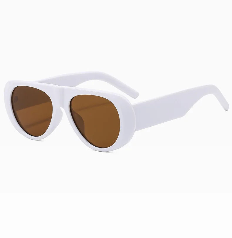 Vintage Big Frame Ellipse Women Square Sunglasses Brand Black Round Cool Men Sunglasses One Piece Designer Pilot Sun Glasses