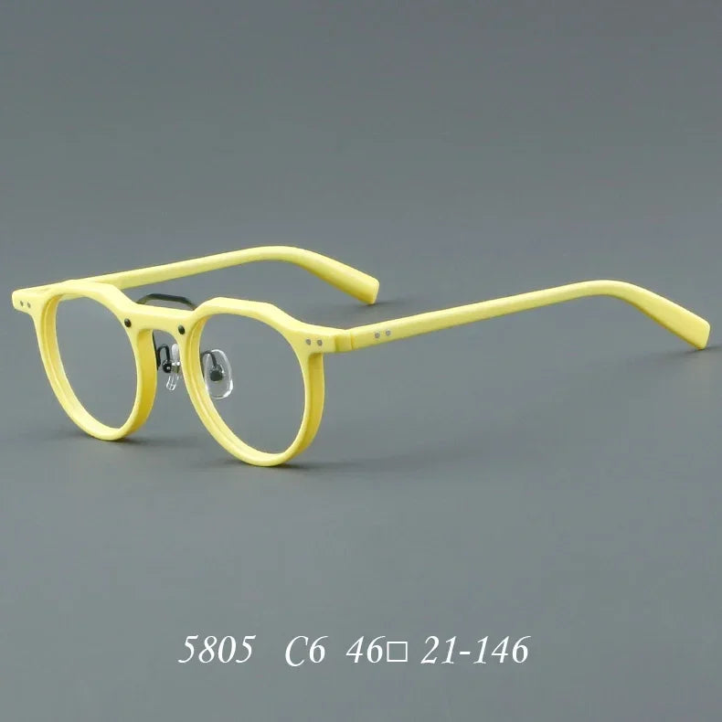 KSVEREN Vintage Acetate Frame Reading Glasses Men Women Fashion Round Rivet Optical Glasses Transparent Prescription Spectacles