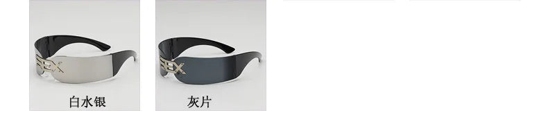Cyberpunk Futuristic Rectangular Sunglasses Fashion Frameless Rimless Sun Glasses Letter Decoration Gafas De Sol Para Hombre