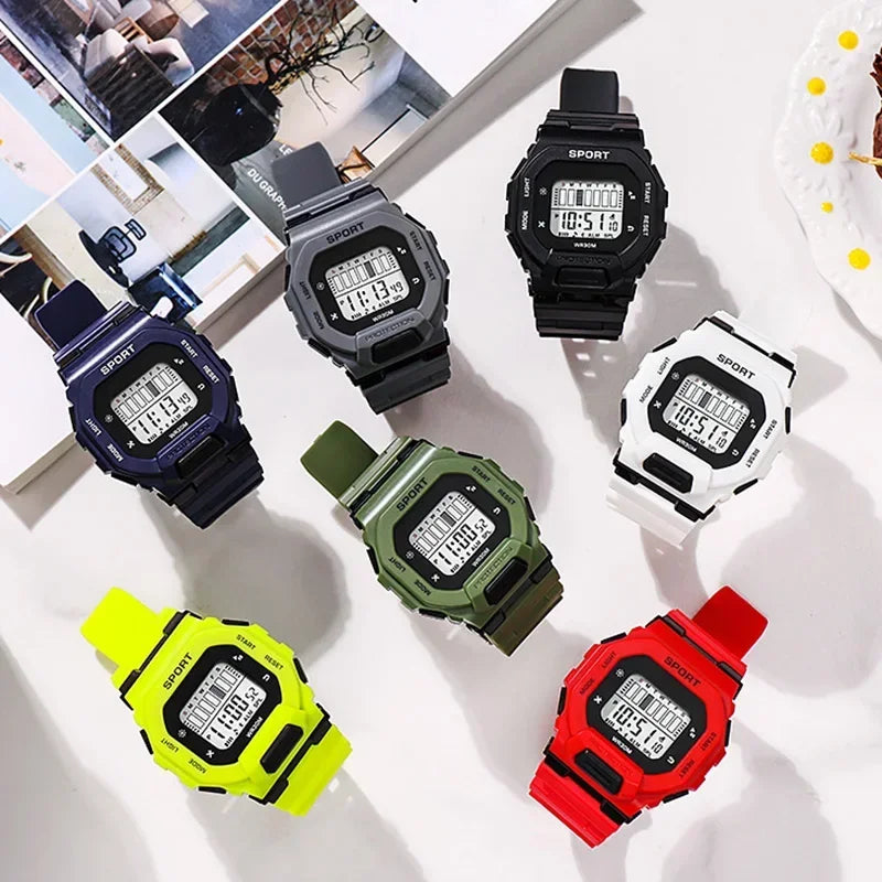 Male Digital Watches Waterproof Hombre Mens Sports Green Wristwatches Hand Clocks Women Watch Reloj Masculino