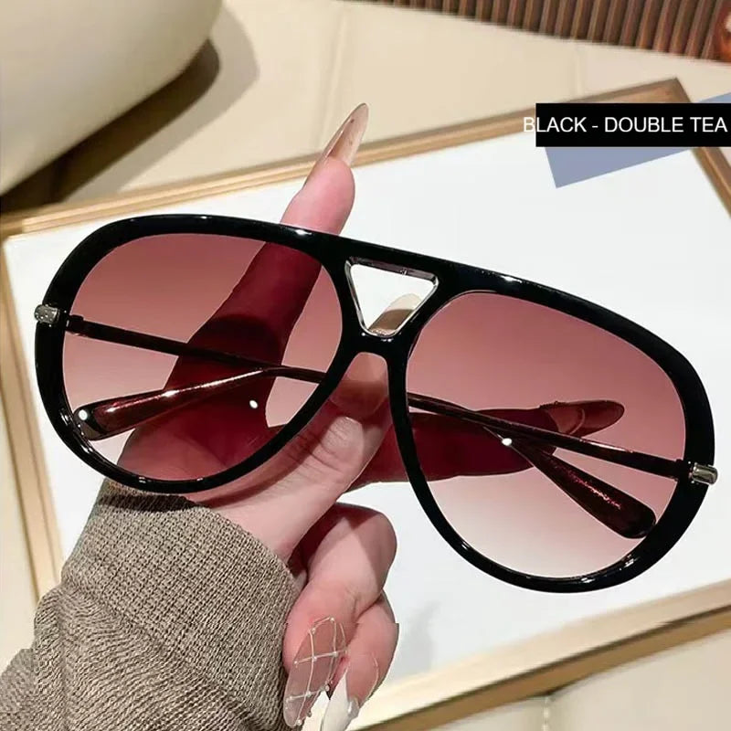 QVQV New Oversized Pilot Sunglasses Women Fashion Luxury Brand Leopard Blue Sunglasses Men Retro Outdoor Driving UV400 Shades