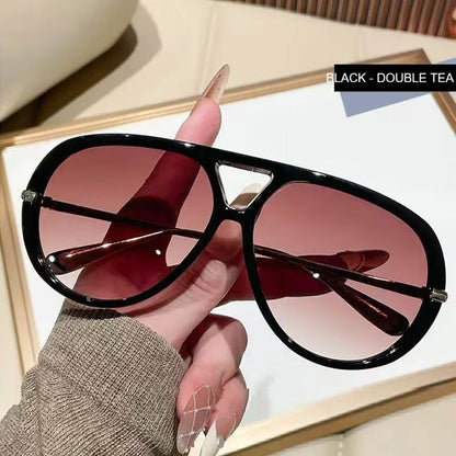 QVQV New Oversized Pilot Sunglasses Women Fashion Luxury Brand Leopard Blue Sunglasses Men Retro Outdoor Driving UV400 Shades