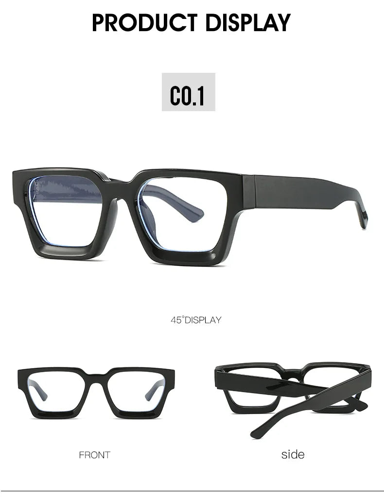 Oversized Square Reading Glasses For Women Brand Designer Blue Light Blocking Eyeglasses Green Leopard Prescription Glasses Men