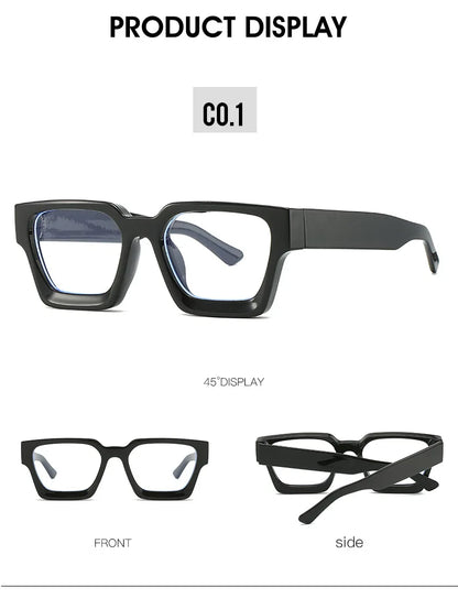 Oversized Square Reading Glasses For Women Brand Designer Blue Light Blocking Eyeglasses Green Leopard Prescription Glasses Men