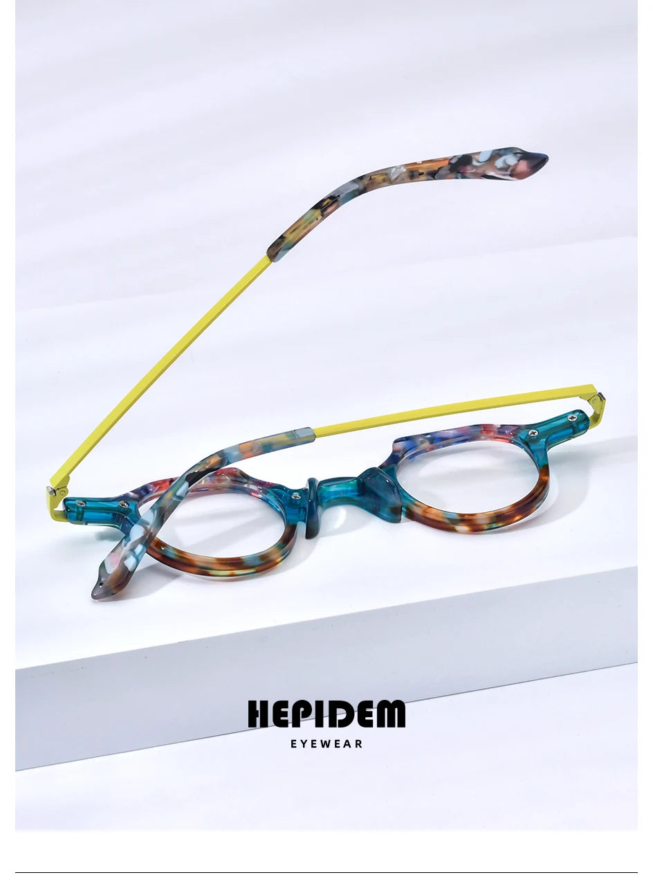 FONEX HEPIDEM Acetate Eyeglasses Frame Men 2025 New Small Round Brand Design Glasses Women Retro Vintage Eyewear Spectacles 9341