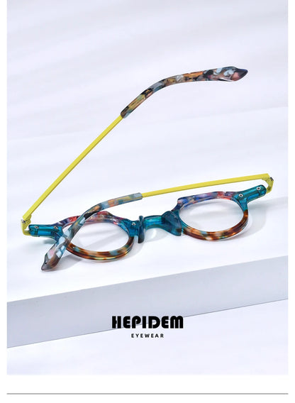 FONEX HEPIDEM Acetate Eyeglasses Frame Men 2025 New Small Round Brand Design Glasses Women Retro Vintage Eyewear Spectacles 9341