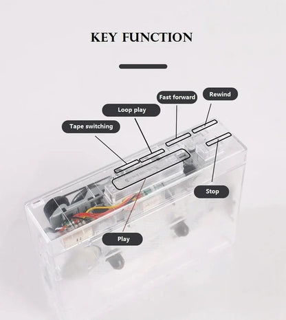 Transparent Tape Player Retro Stereo Cassette Player Walkman Nostalgia Cassette Tape Music Audio Auto Reverse With Bluetooth FM