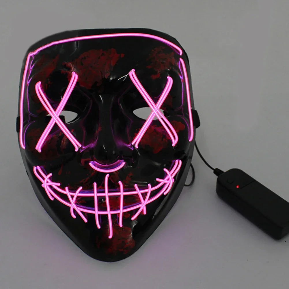Wireless Scary Glowing Mask LED Luminous Purge Mask Halloween Horror Neon Light Up Cosplay Party Mask Fstival Costume Supplies