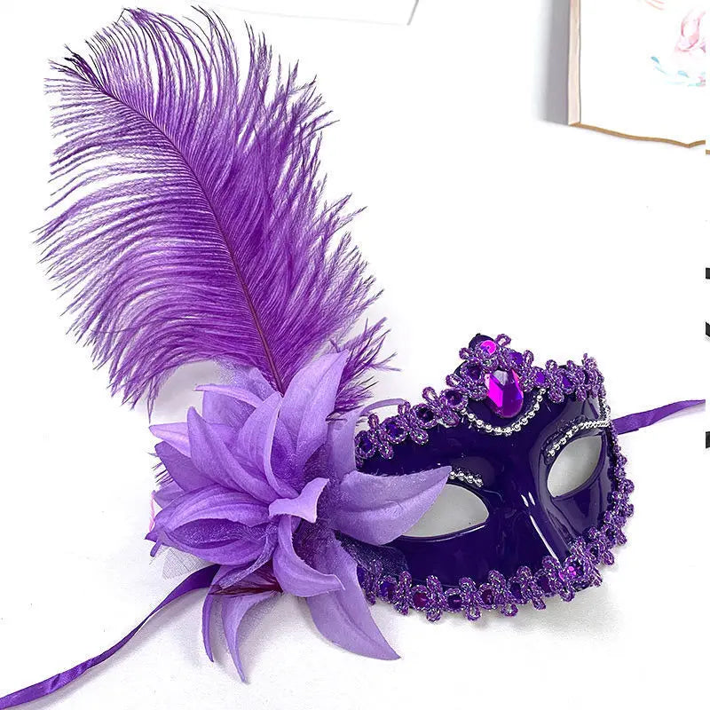 NEWVenice Adult Masquerade Princess Mask Women Luxury Peacock Feathers Half Face Mask Party Performance Carnival Cosplay Costume