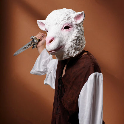 Lamb's head cover - Halloween animal mask - suitable for cosplay, carnival - Latex material