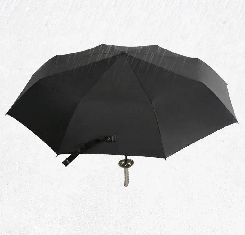 Folding Ninja Sword Umbrella Windproof UV Block Parasol Demon Slayer Real Japanese Katana Samurai Sabre Umbrella Black Parasol