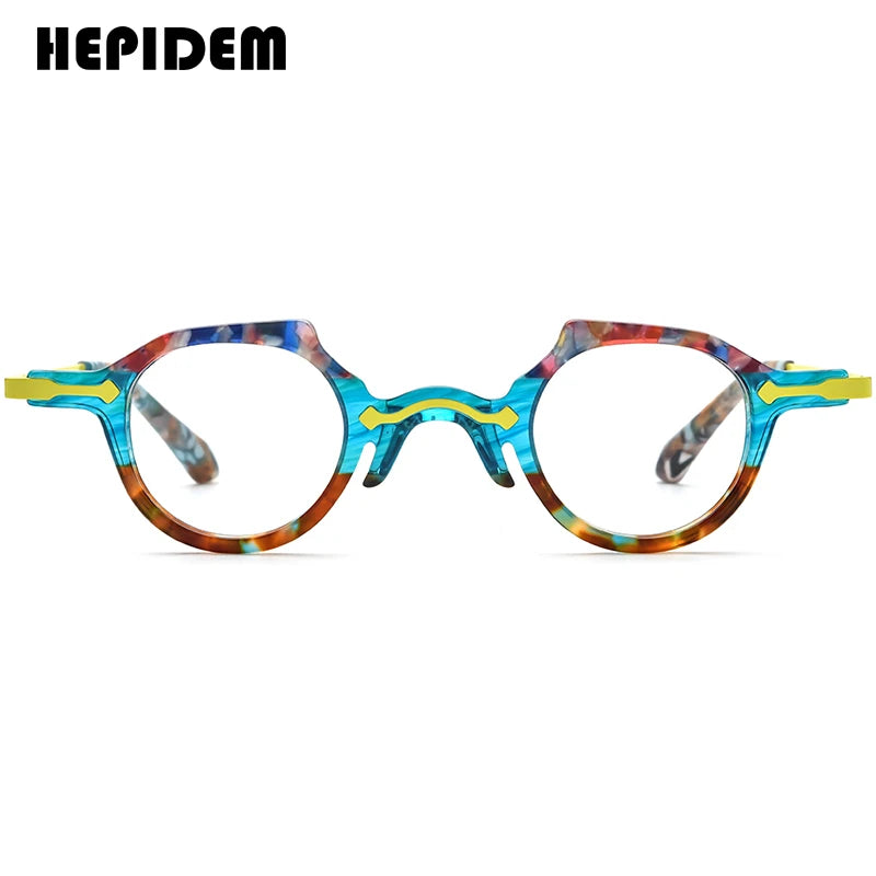 FONEX HEPIDEM Acetate Eyeglasses Frame Men 2025 New Small Round Brand Design Glasses Women Retro Vintage Eyewear Spectacles 9341