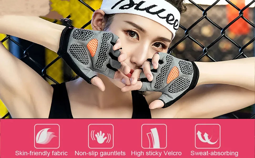 Gym Gloves Women Men Weightlifting Dumbbell Fitness Sport Training Exercise Gloves Non Slip Breathable Fingerless Cycling Gloves