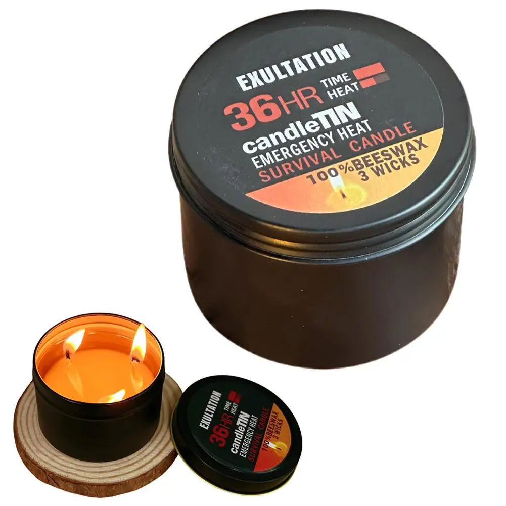 Emergency Candle 36 Hour 3 Wick Long Lasting Beeswax Survival Candle with Aroma for Home Camping Fishing