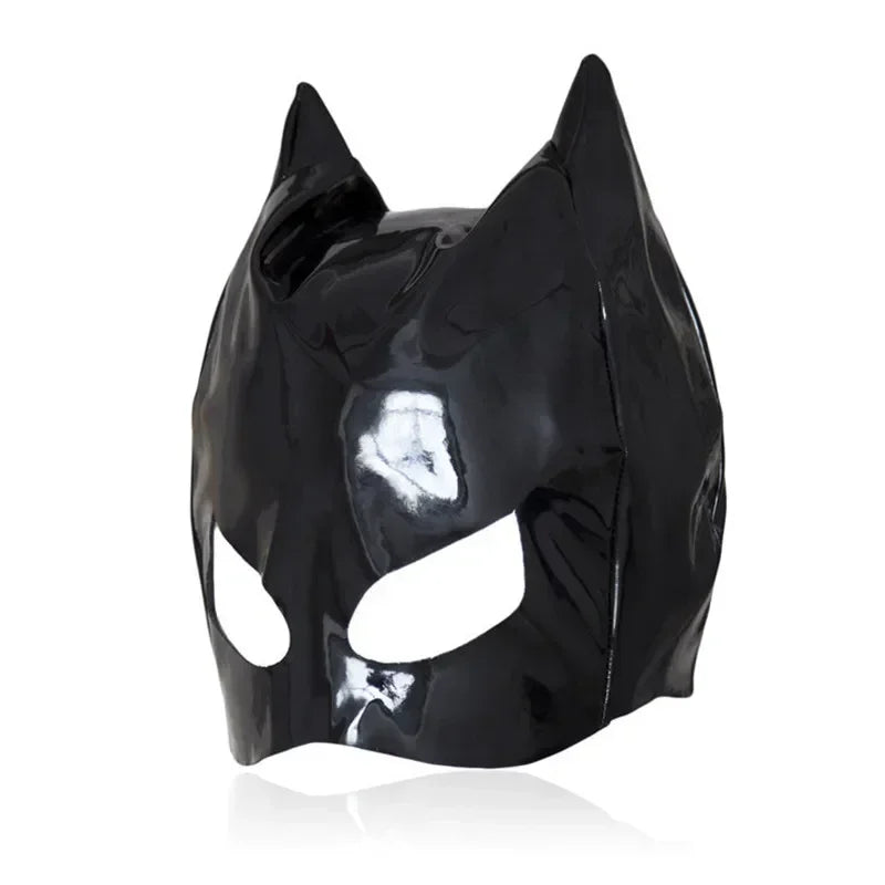 Halloween cosplay prop sexy mask women's tempting half face headwear cat ear mask leather mouth hood