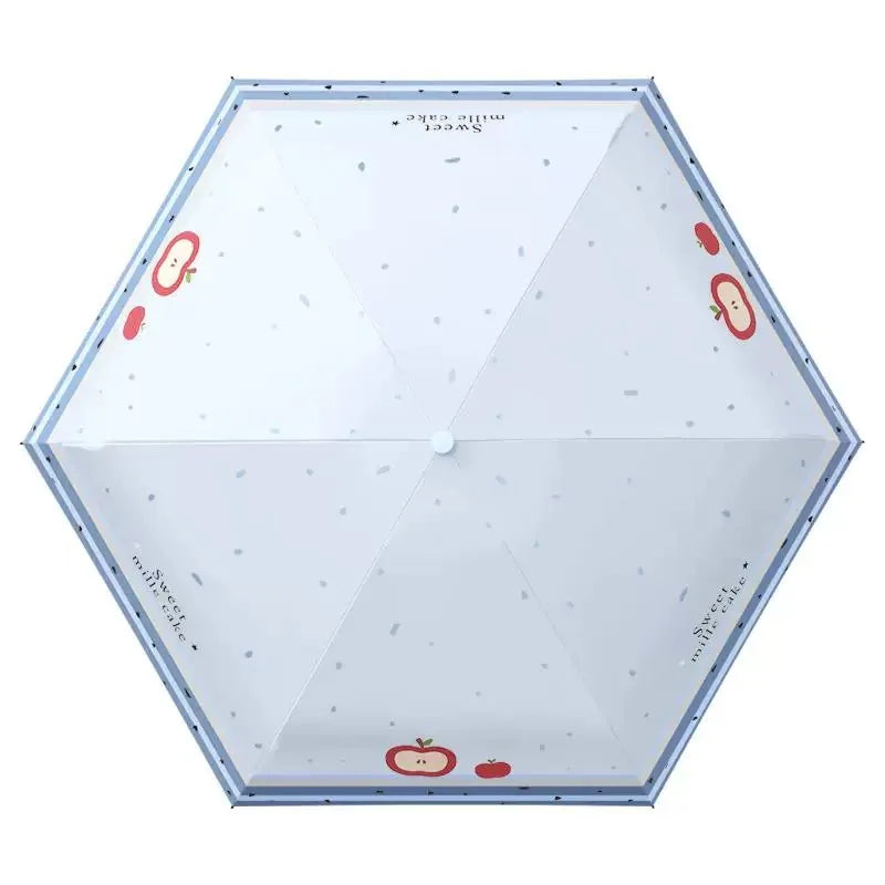 Mini Foldable Fruit Pattern Umbrella UV Resistant Heart-Shaped Handle Sunshade Rain Umbrella for Women