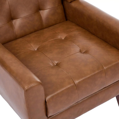 Faux Leather Accent Chair, Modern Upholstered Club Arm Chair for Living Room, Comfy Armchair Single Sofa Seat with, Customized