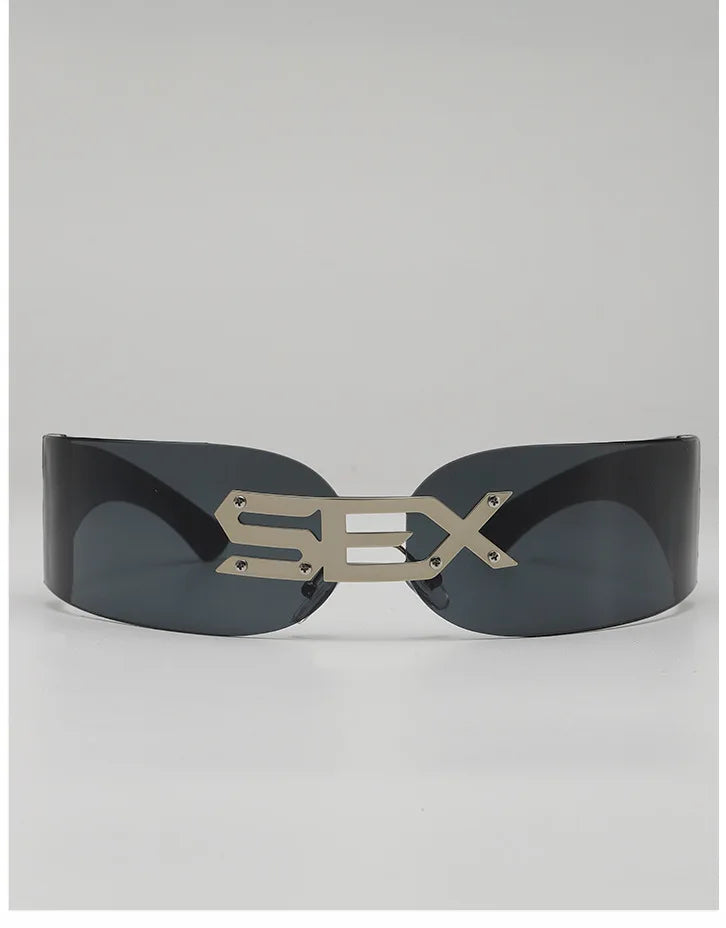 Cyberpunk Futuristic Rectangular Sunglasses Fashion Frameless Rimless Sun Glasses Letter Decoration Gafas De Sol Para Hombre