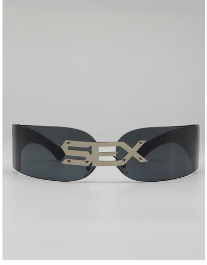 Cyberpunk Futuristic Rectangular Sunglasses Fashion Frameless Rimless Sun Glasses Letter Decoration Gafas De Sol Para Hombre